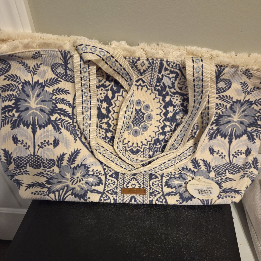 Spartina 449 Blue and Cream Floral Tote